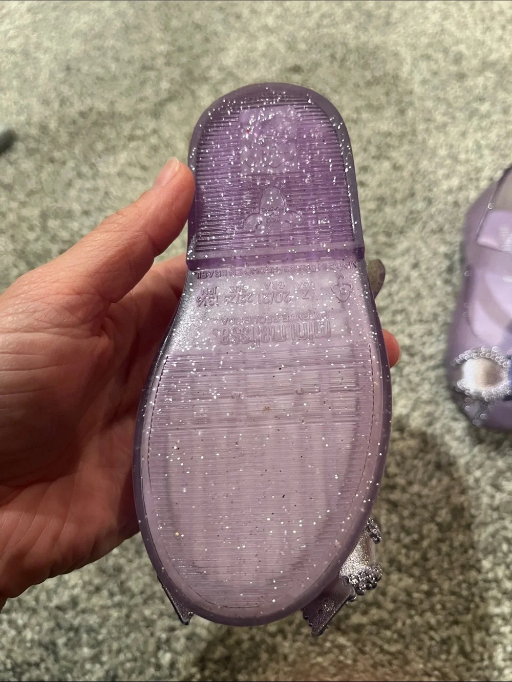 Mini Melissa Lilac Glitter Bow Mary Jane Shoes. Worn only a few times!